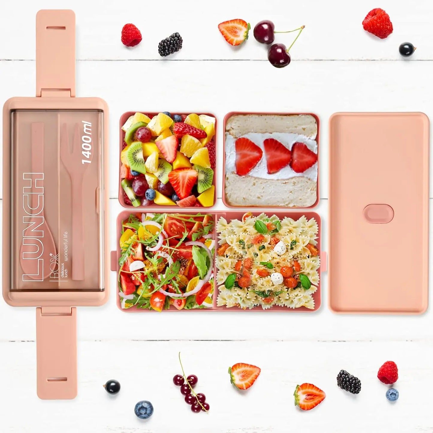 Bento Box Adult Lunch Box – Leakproof, Eco-Friendly, Picnic & School (Green + Pink) Pack Of 2 - Snapelo