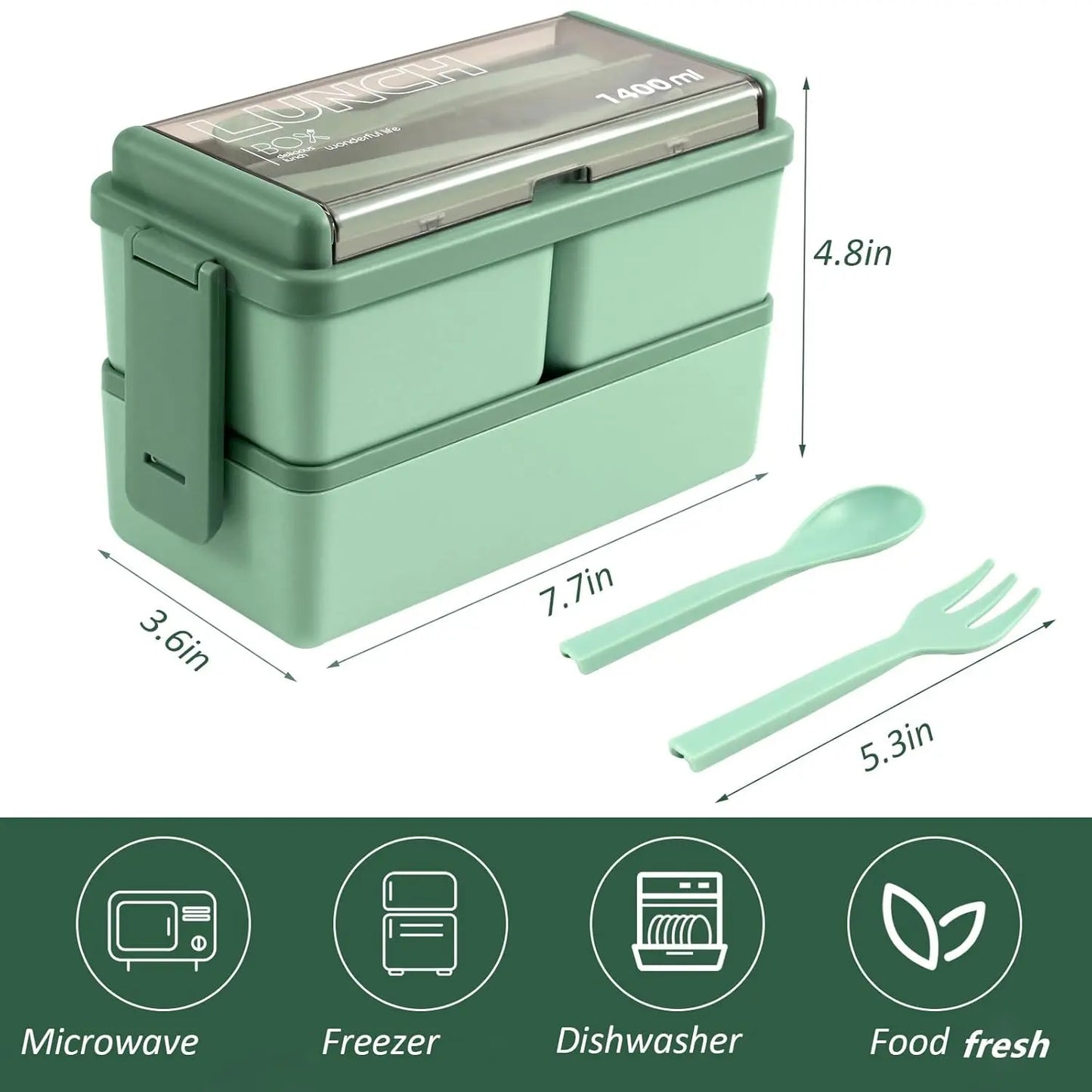 Bento Box Adult Lunch Box – Leakproof, Eco-Friendly, Picnic & School (Green + Pink) Pack Of 2 - Snapelo