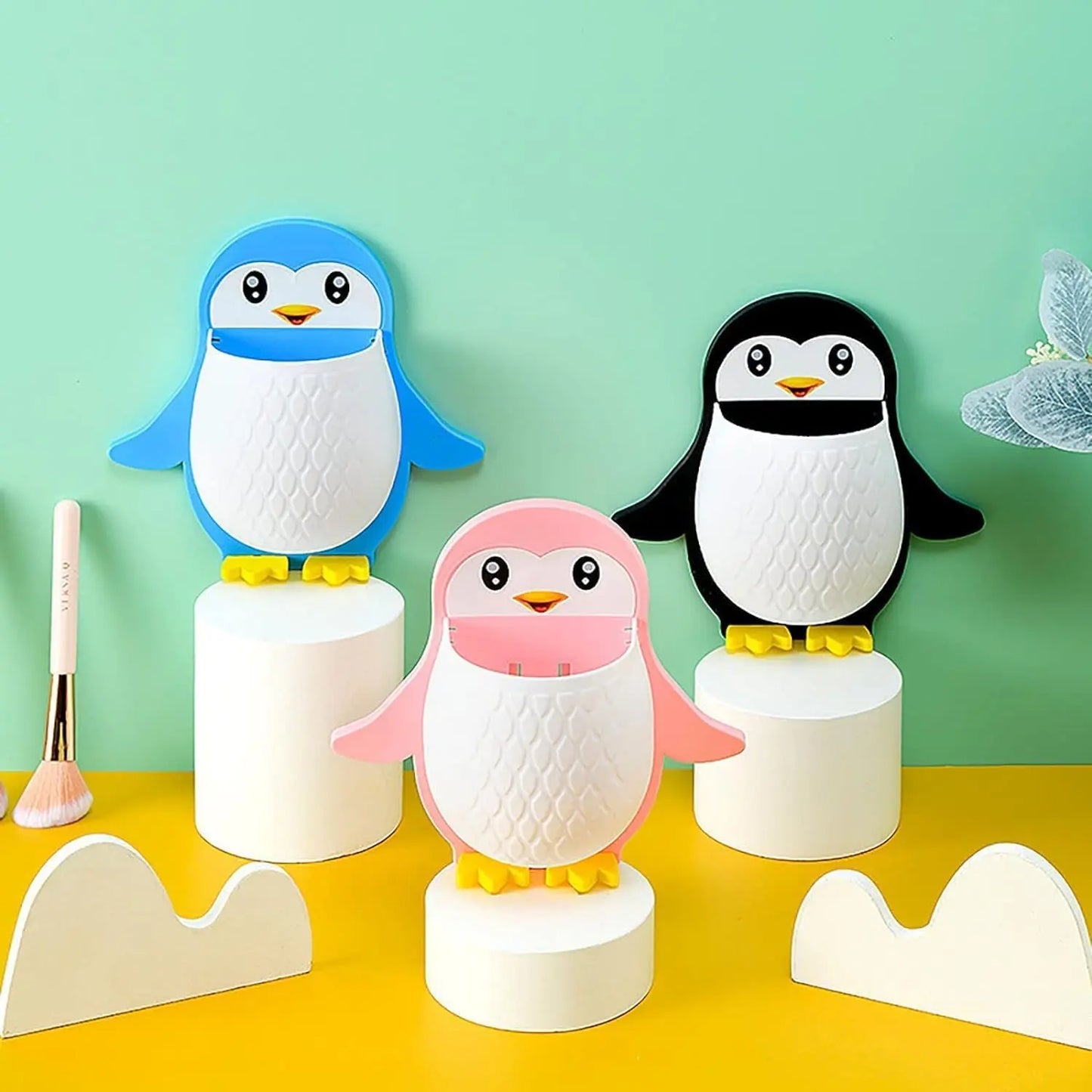 Wall Mounted Cute Penguin Toothbrush & Storage Holder "PACK OF 2" - Snapelo