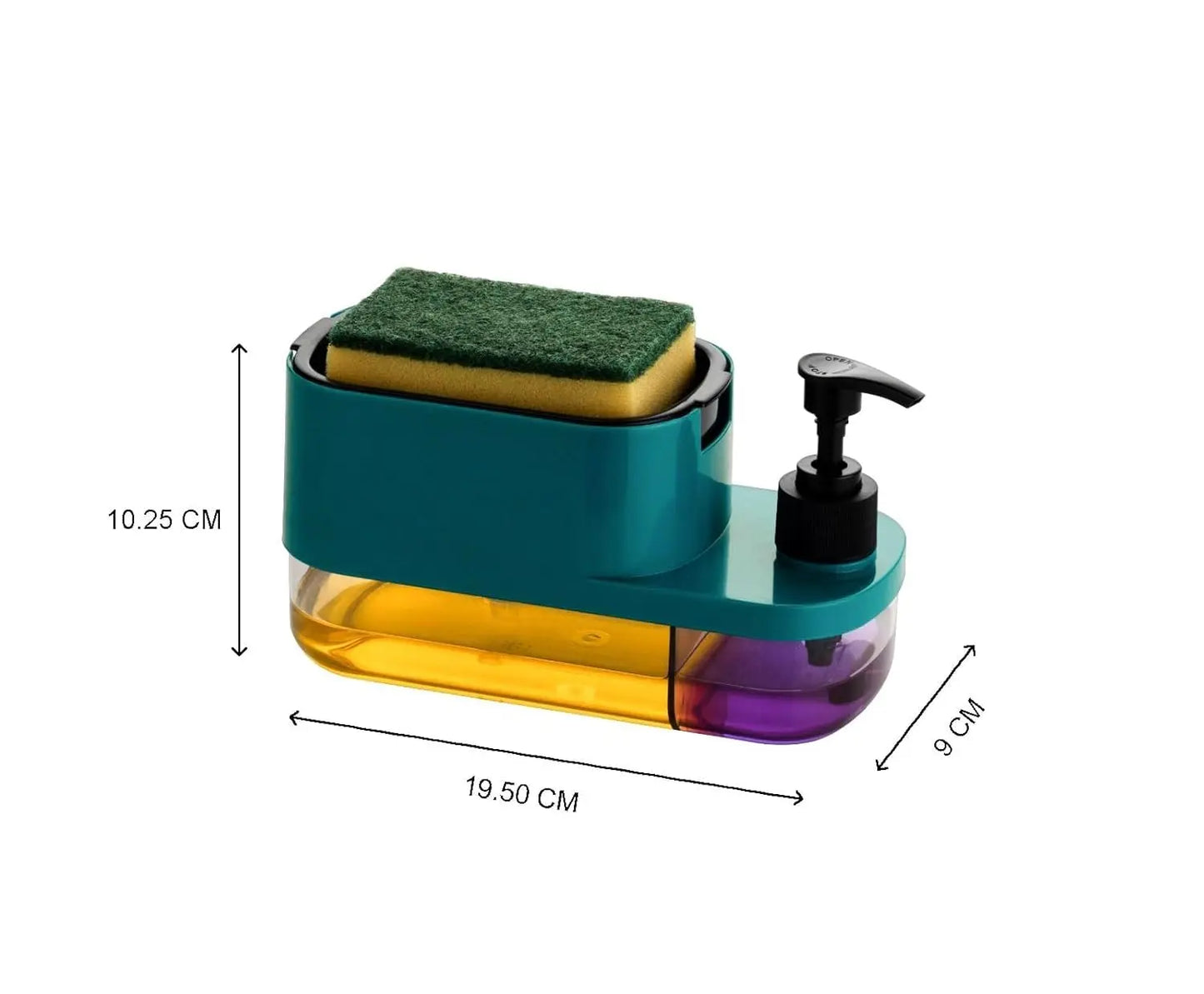 Snapelo 3-in-1 Soap Pump Dispenser with Sponge Holder & Tray – Multipurpose Plastic Dispenser for Kitchen & Bathroom (Multicolor) - Snapelo