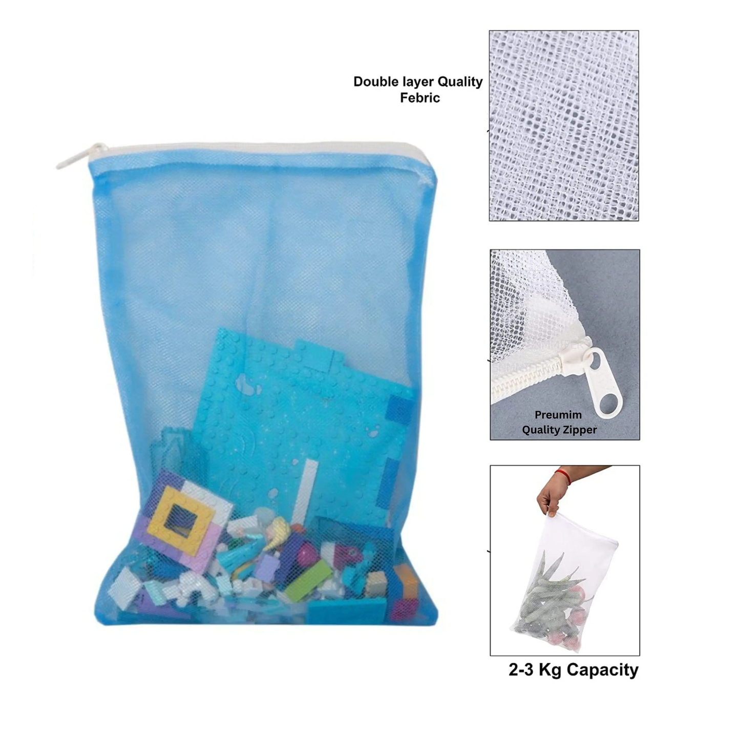 Vegetable Storage Bags for Fridge – Pack of 5 Reusable Mesh Pouches with Zipper for Fruits & Veggies - Snapelo