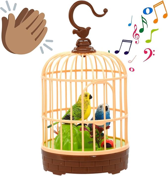Interactive Singing Bird Toy in Cage – Battery Operated Best Gift And Showpiece - Snapelo
