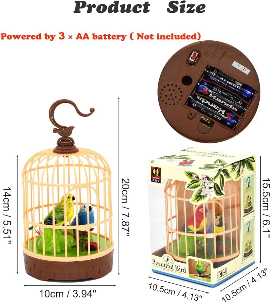 Interactive Singing Bird Toy in Cage – Battery Operated Best Gift And Showpiece - Snapelo