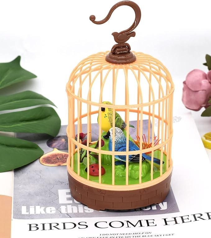 Interactive Singing Bird Toy in Cage – Battery Operated Best Gift And Showpiece - Snapelo