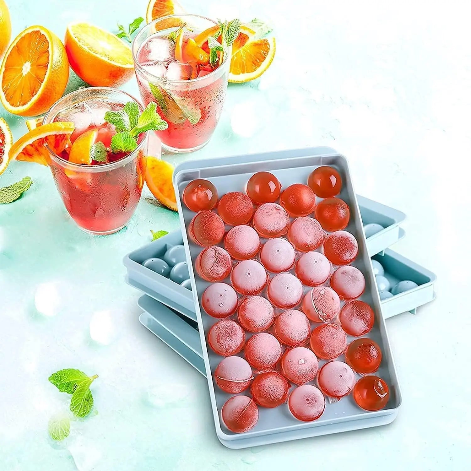 Reusable Round Ice Ball Maker Tray – BPA-Free, Dishwasher Safe (Pack of 2) - Snapelo