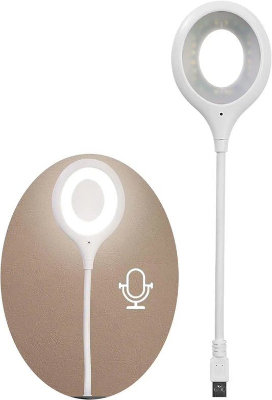 USB Intelligent Voice Control Table Lamp – Smart Color Changing LED Night Light for Home, Study, and Travel – Touchless, Portable, USB Powered (White) - Snapelo