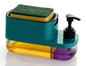 Snapelo 3-in-1 Soap Pump Dispenser with Sponge Holder & Tray – Multipurpose Plastic Dispenser for Kitchen & Bathroom (Multicolor) - Snapelo