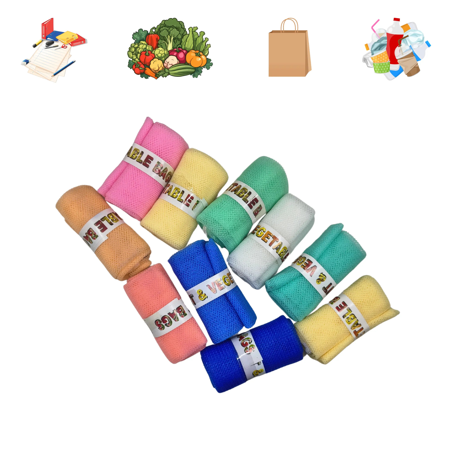 Vegetable Storage Bags for Fridge – Pack of 5 Reusable Mesh Pouches with Zipper for Fruits & Veggies - Snapelo