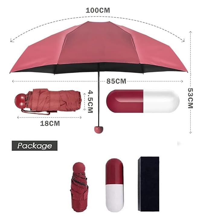 Foldable Travel Umbrella with Capsule Bottle Case | UV Protection | Compact & Stylish | Manual – Unisex - Snapelo